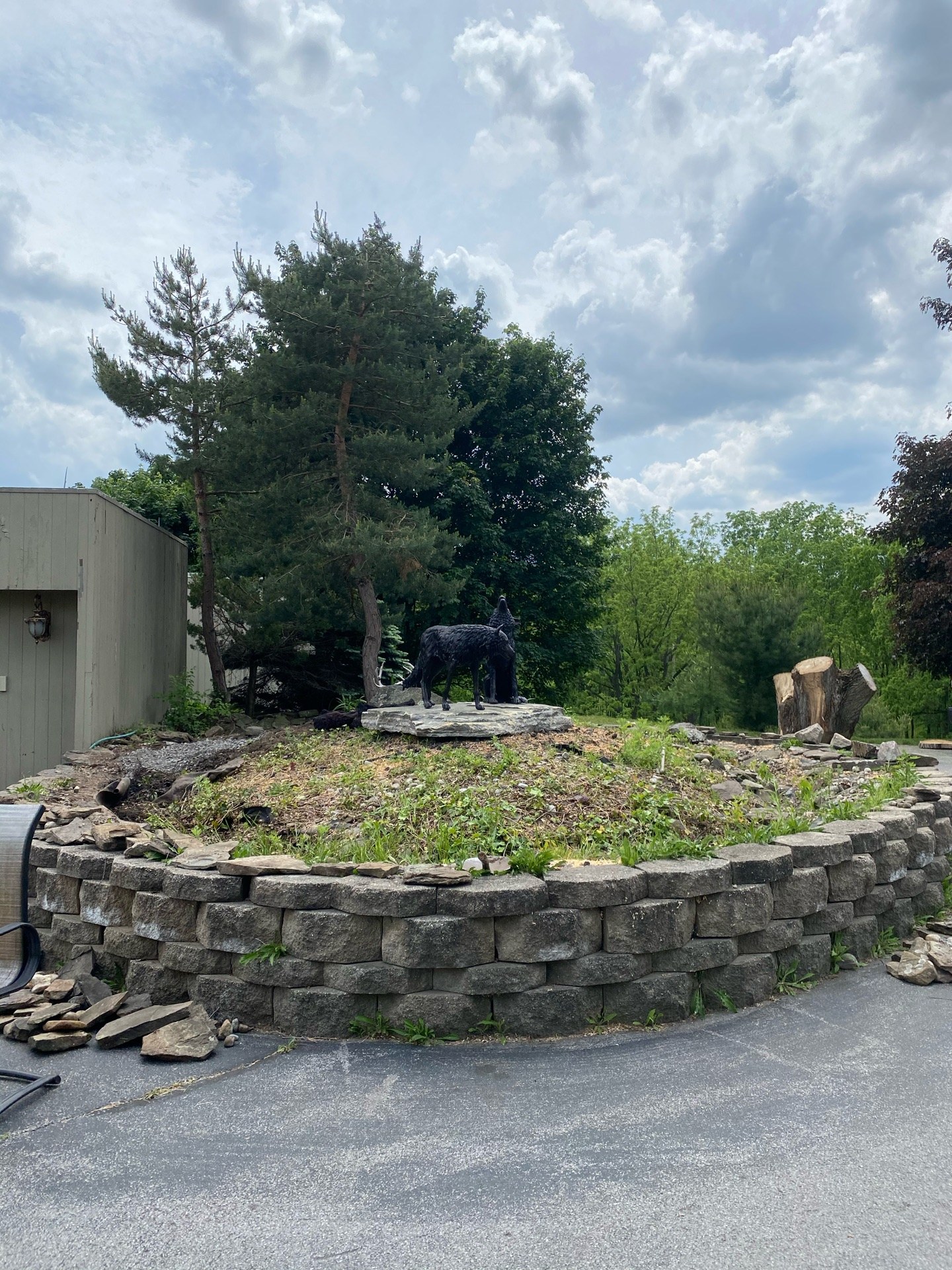 The old planting and pond taken out