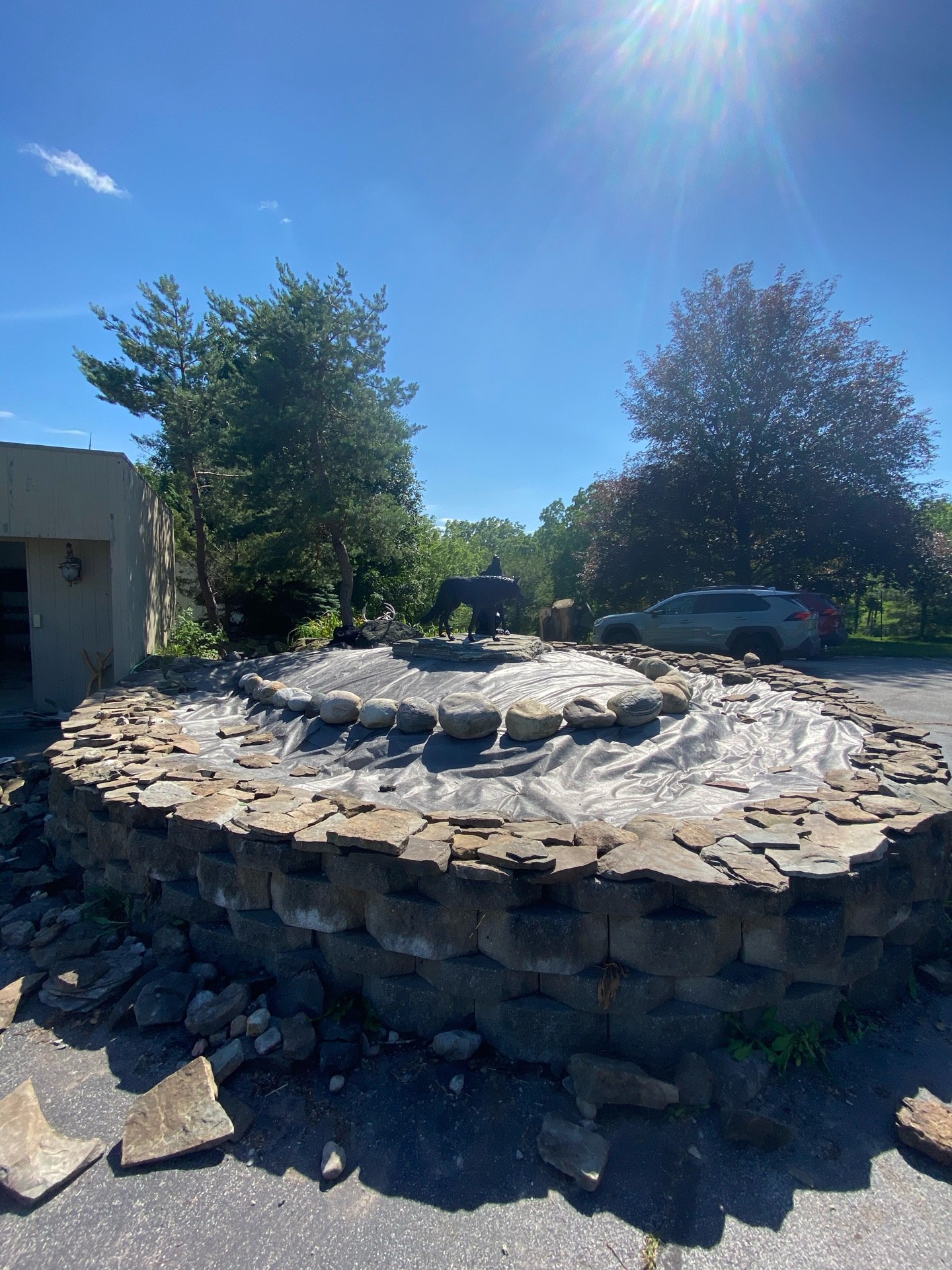 The new stone staged and ready to set