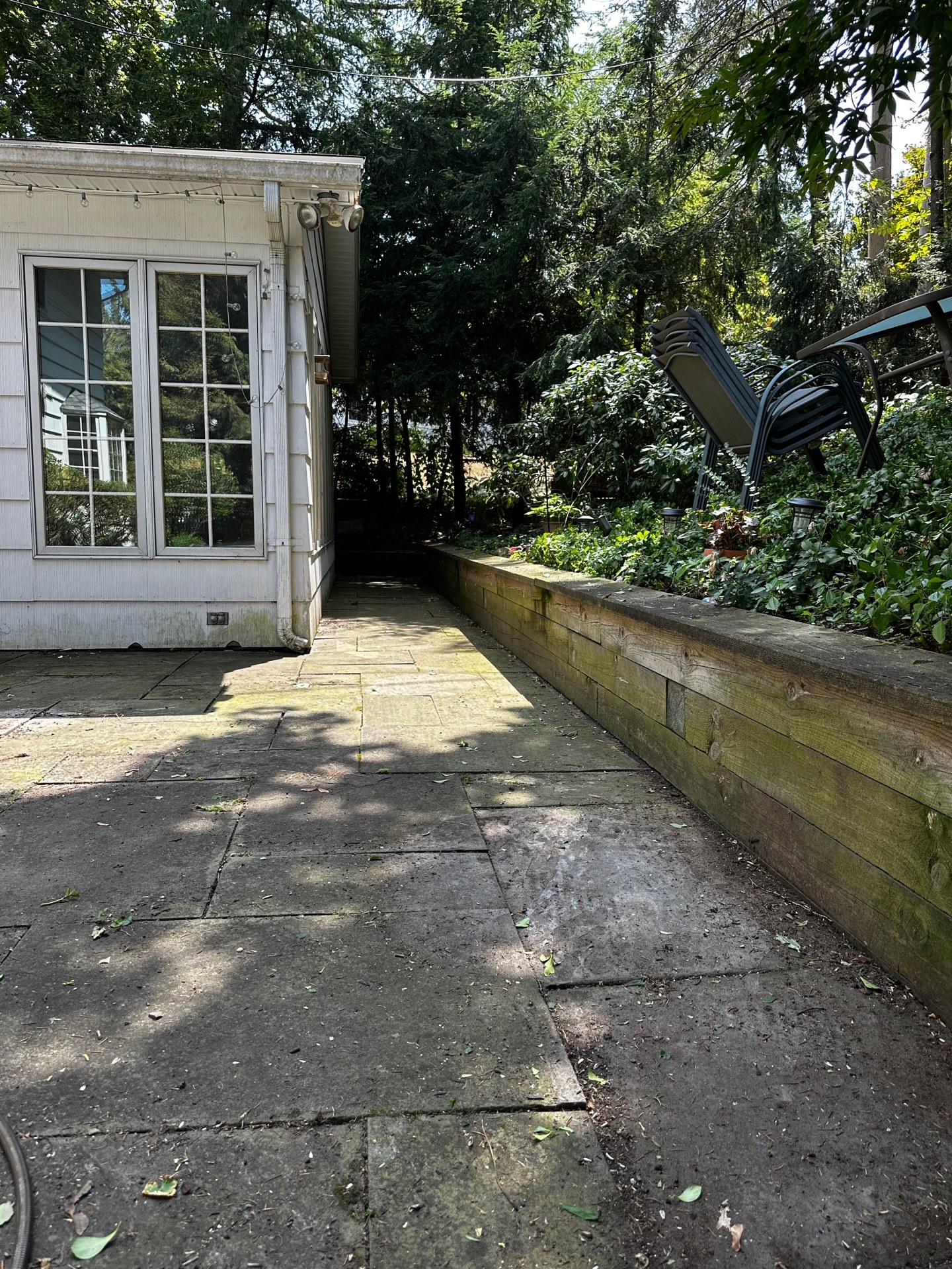 The patio before the surface clean